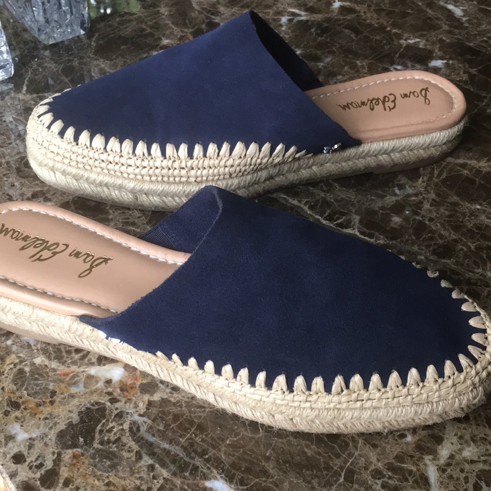 Sam Edelman Austin Navy Suede Espadrille Platform Mules size 7.5